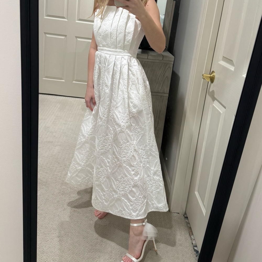 Whispers of Paris White Midi Dress
